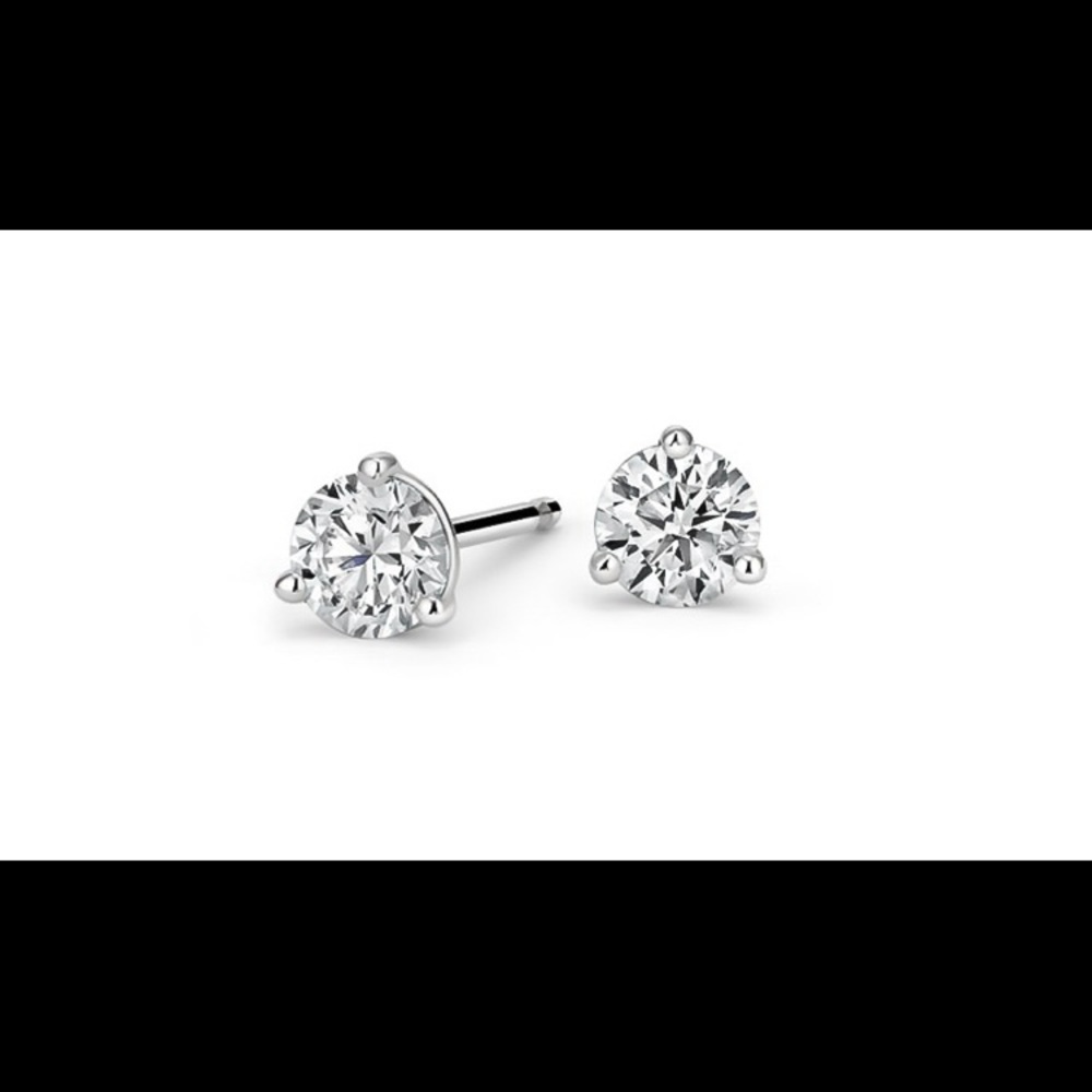 14k White Gold. 3 Ct Tw Charles & Colvard moissanite stud earrings